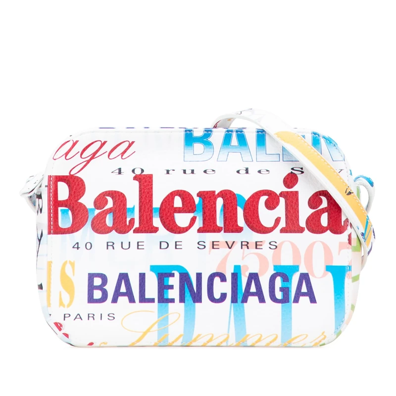 Balenciaga Pre-Loved S Calfskin Logo Print Everyday Camera Bag Crossbody