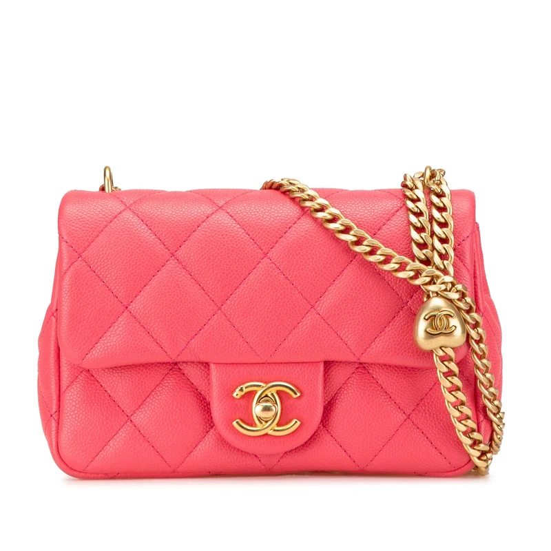 Chanel Pre-Loved Mini Quilted Caviar Sweetheart Flap Crossbody Bag