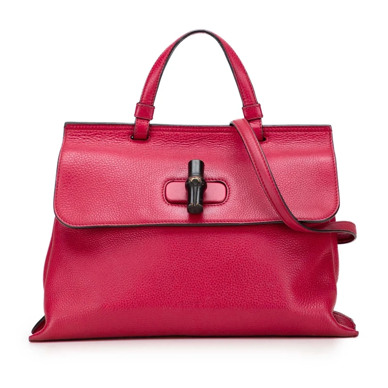 Gucci Pre-Loved Medium Leather Bamboo Daily Satchel Handbag