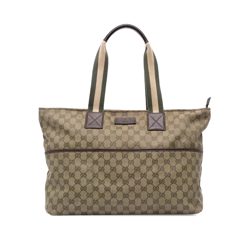Gucci Pre-Loved GG Canvas Web Tote Bag