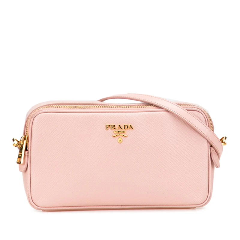 Prada Pre-Loved Mini Saffiano Double Zip Crossbody