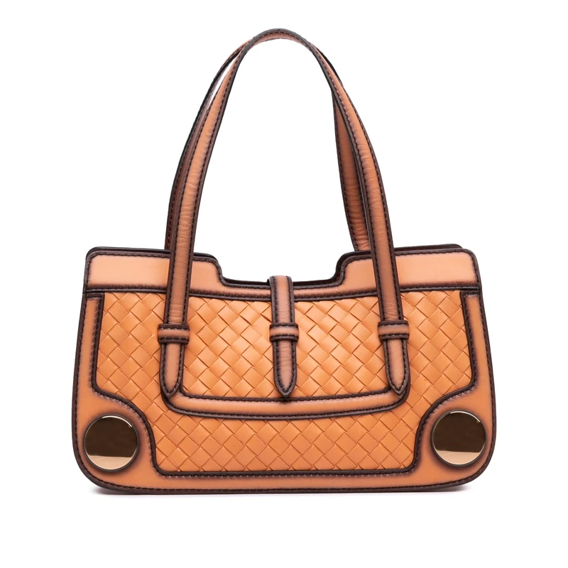 Bottega Veneta Pre-Loved Calfskin Intreccio Border Sphere Tote Bag