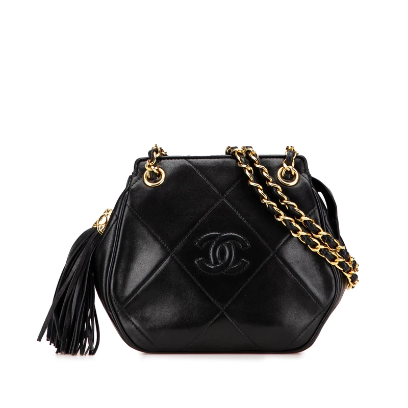 Chanel Pre-Loved CC Quilted Lambskin Tassel Crossbody