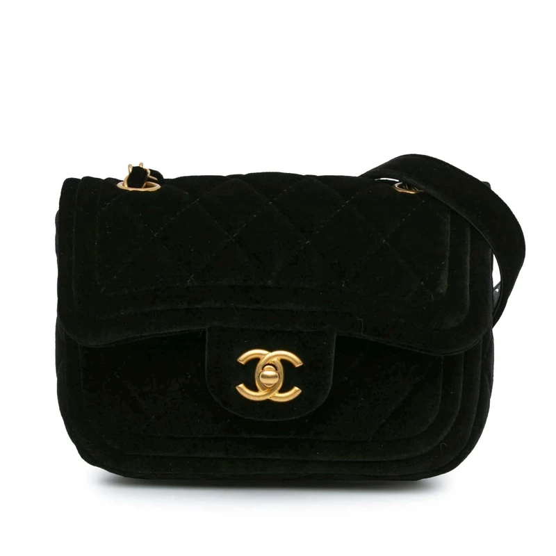 Pre-Loved Mini Quilted Velvet Double Frame Flap