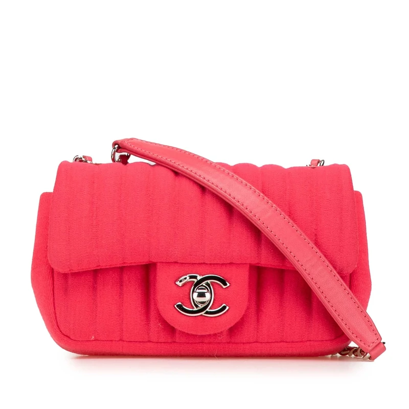 Chanel Pre-Loved Mini Vertical Quilted Jersey Single Flap Shoulder Bag