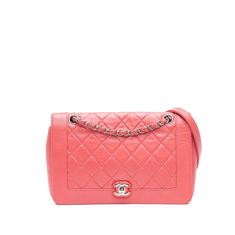Chanel Pre-Loved Crumpled Calfskin Bi Quilted Vintage Full Flap Shoulder Bag