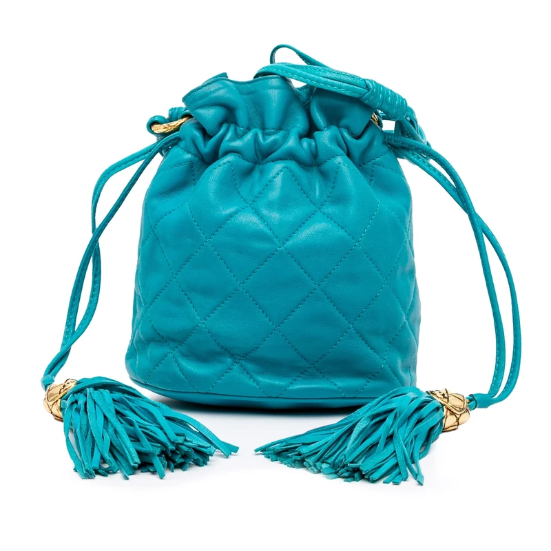 Chanel Pre-Loved Quilted Lambskin Drawstring Tassel Bucket Bag