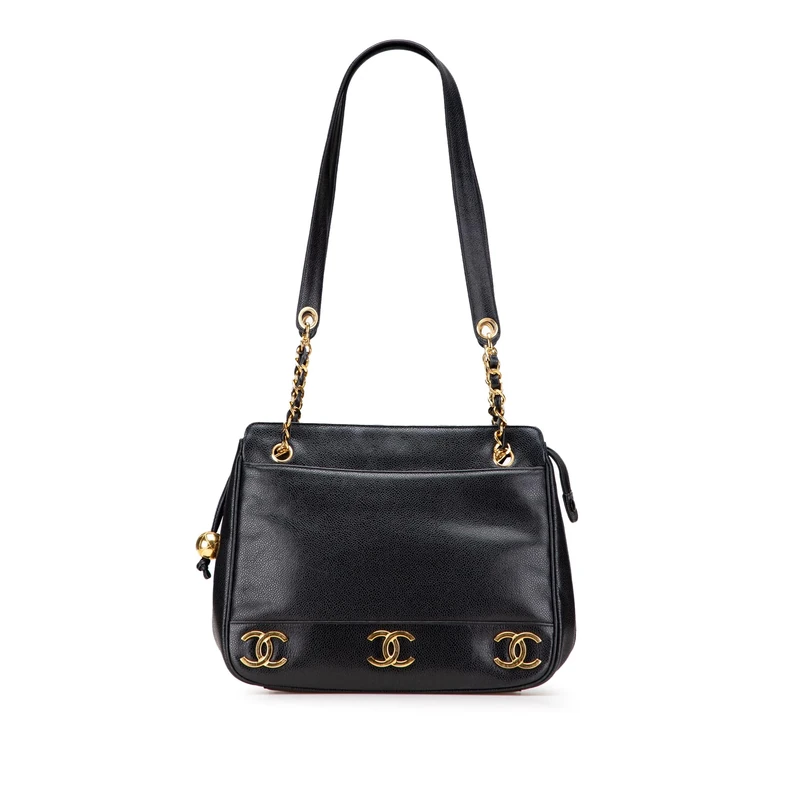 Pre-Loved Triple CC Caviar Shoulder Bag