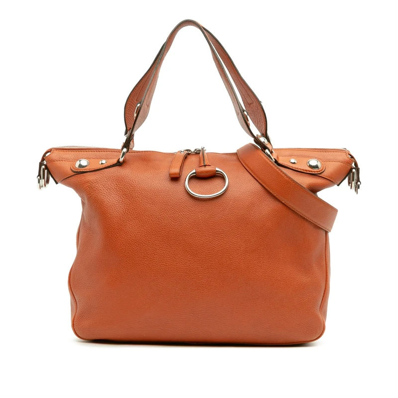 Gucci Pre-Loved Large Pebbled Calfskin Icon Bit Satchel Handbag