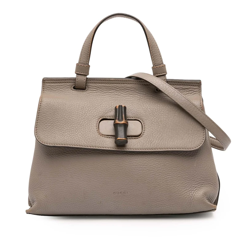 Gucci Pre-Loved Small Leather Bamboo Daily Satchel Handbag