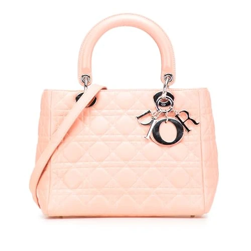 Dior Pre-Loved Medium Lambskin Cannage Lady Handbag