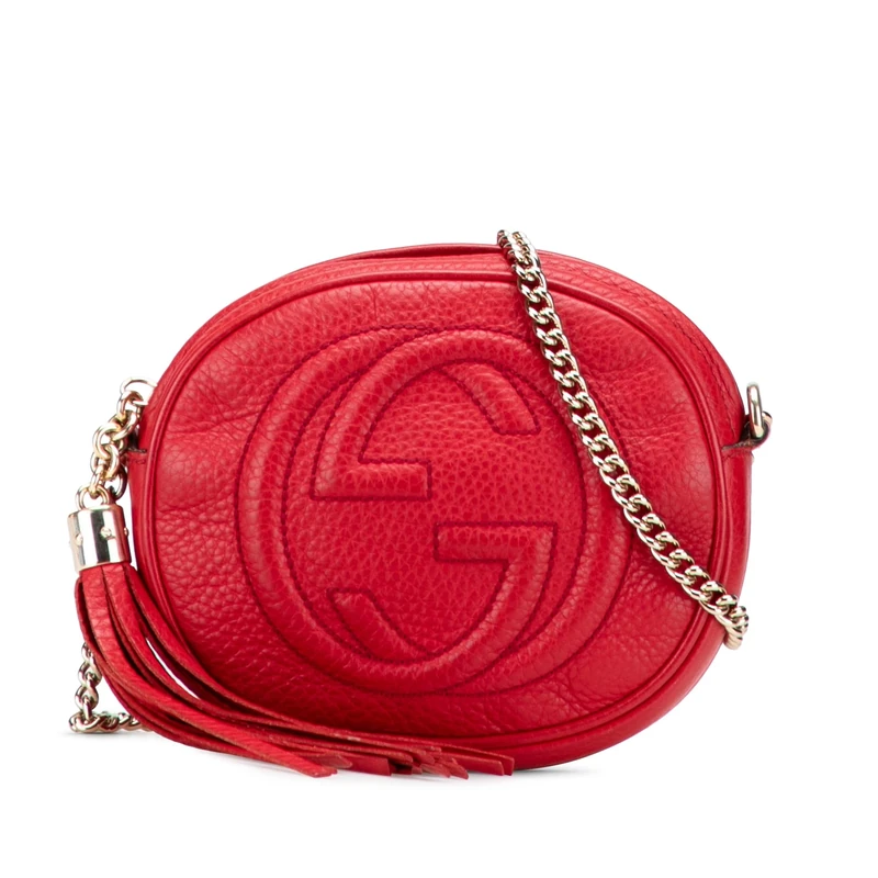 Gucci Pre-Loved Mini Pebbled Calfskin Soho Chain Crossbody Bag
