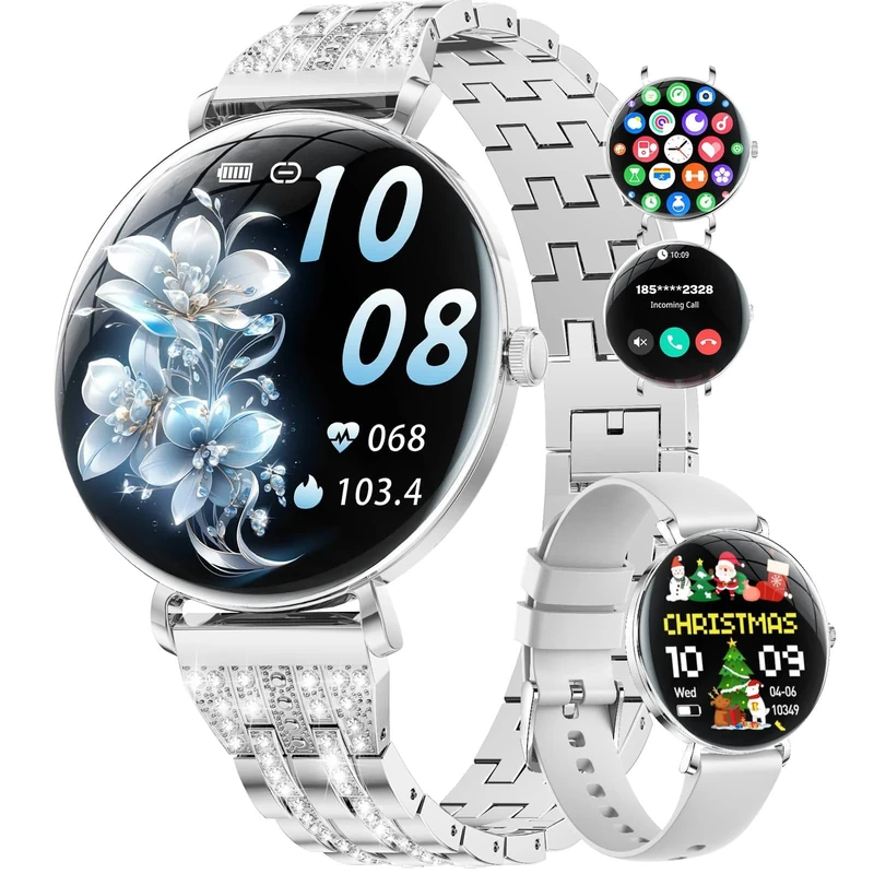 LIGE Ultra-Thin Smart Watch for Women,1.43" Fitness Tracker Watch with Heart Rate,Clories Tracker 100+ Sports Modes,Always-on Display Women Smartwatch for Android iOS Silver