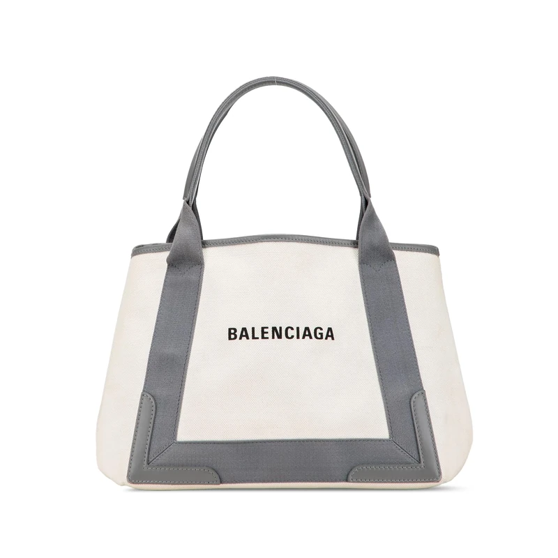 Balenciaga Pre-Loved Canvas Navy Cabas Tote S Bag