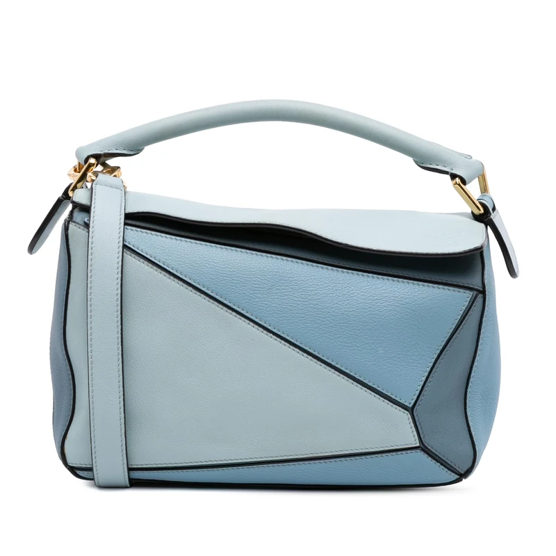 LOEWE Pre-Loved Small Tricolor Calfskin Puzzle Satchel Handbag