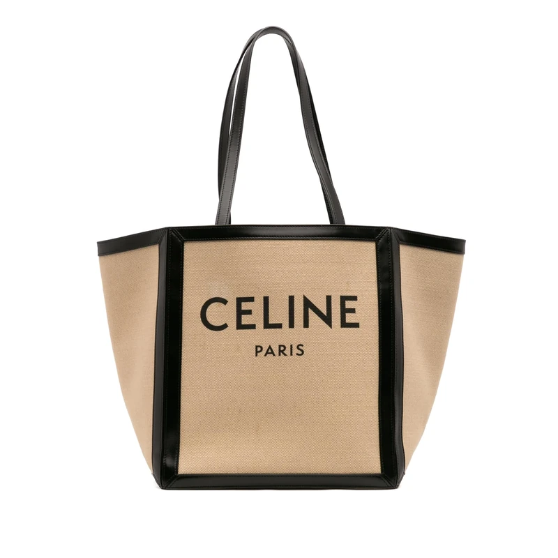 Celine Pre-Loved Large Canvas Vertical Square Cabas Tote Bag