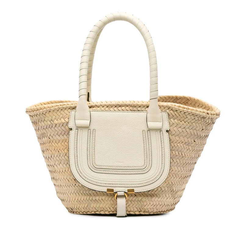 Chloé Pre-Loved Medium Raffia Marcie Basket Tote