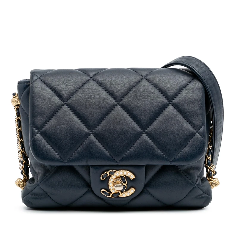 Pre-Loved Mini Quilted Lambskin Crush On Chains Flap Crossbody Bag