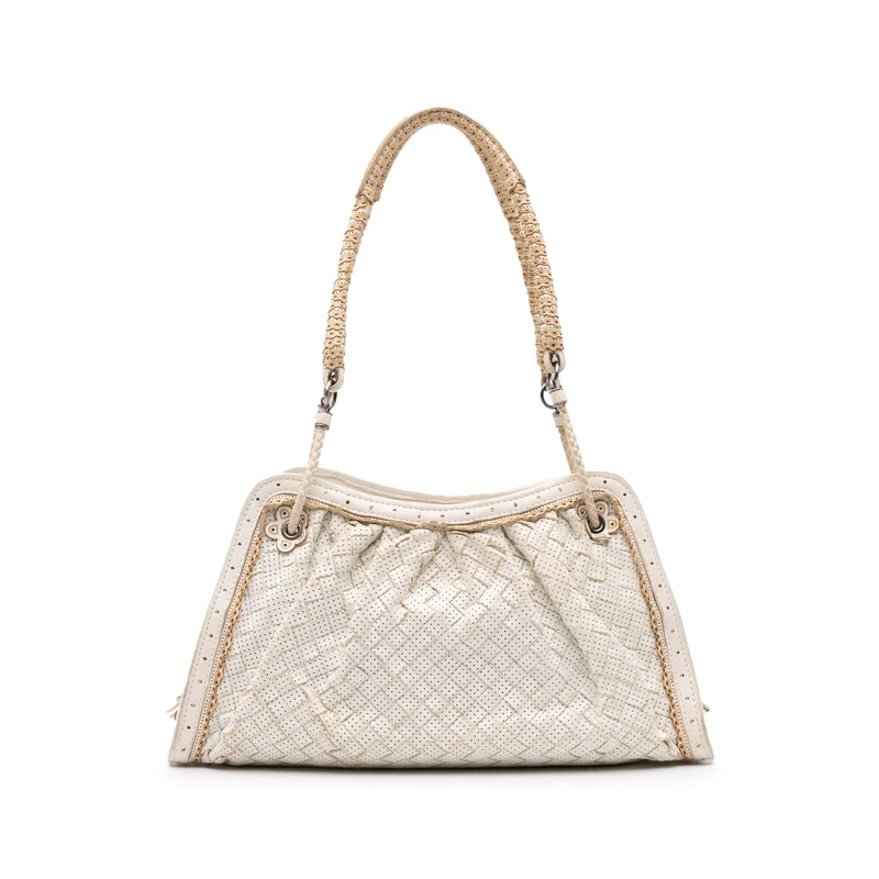 Bottega Veneta Pre-Loved Woven Perforated Leather Shoulder Bag