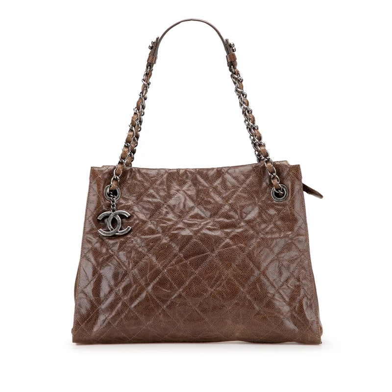Chanel Pre-Loved Quilted Glazed Caviar CC Crave Tote Bag