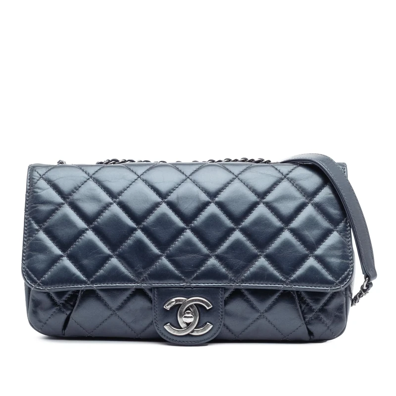 Chanel Pre-Loved Quilted Glazed Calfskin Coco Pleats Flap Crossbody Bag