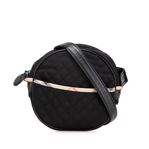 BURBERRY Pre-Loved Nova Check Trimmed Quilted Nylon Crossbody - Black