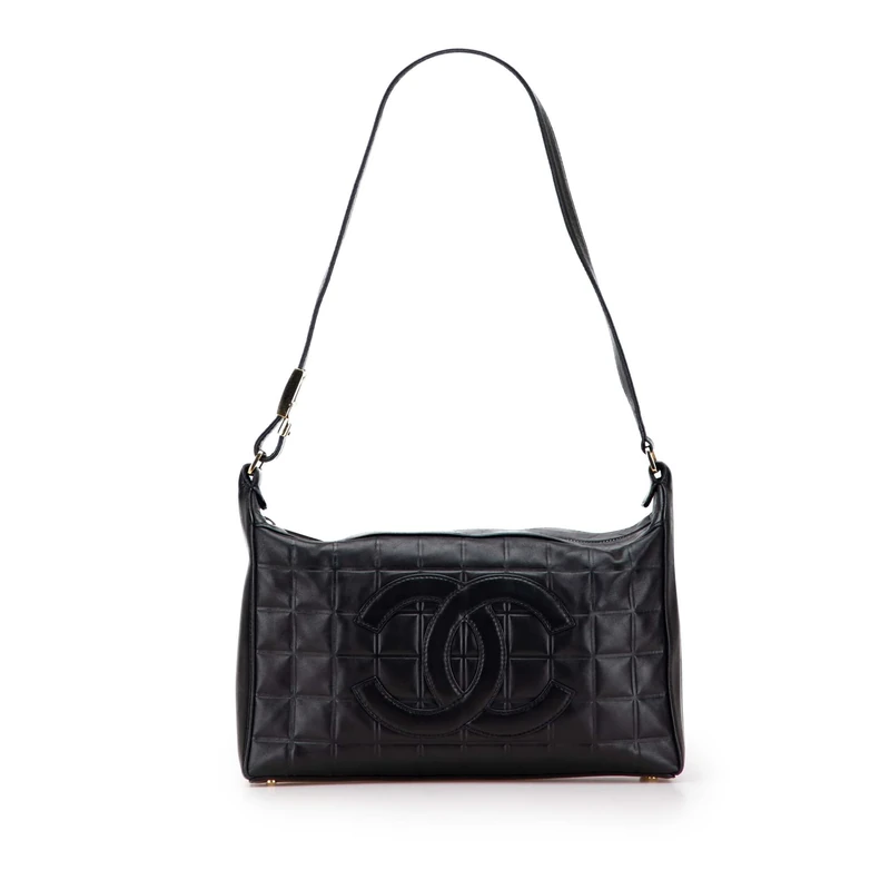 Chanel Medium Lambskin Chocolate Bar Shoulder Bag - Black