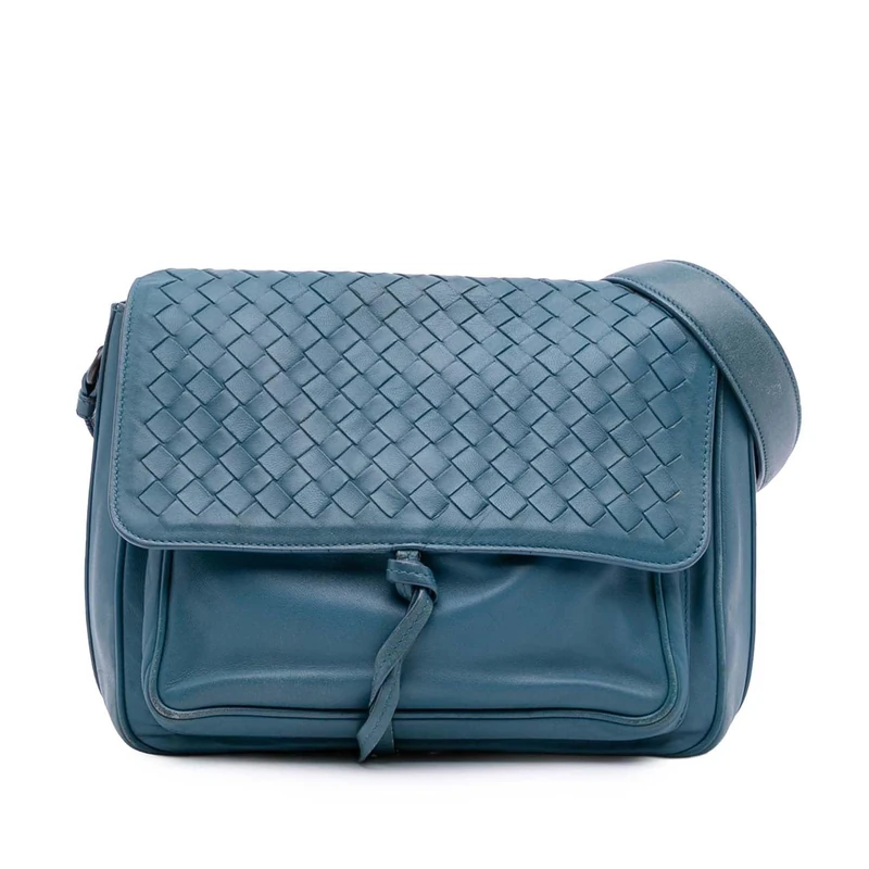 Bottega Veneta Pre-Loved Intrecciato Trimmed Nappa Flap Crossbody Bag