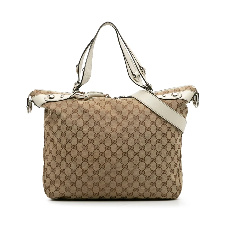 Gucci Pre-Loved Large GG Canvas Icon Bit Satchel