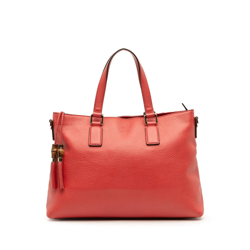 Gucci Pre-Loved Leather Bamboo Tassel Satchel Handbag