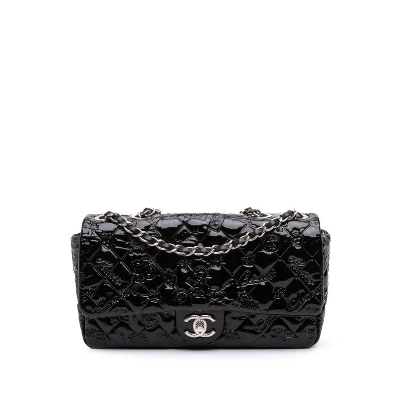 Chanel Pre-Loved Medium Patent Lucky Symbols Flap Shoulder Bag