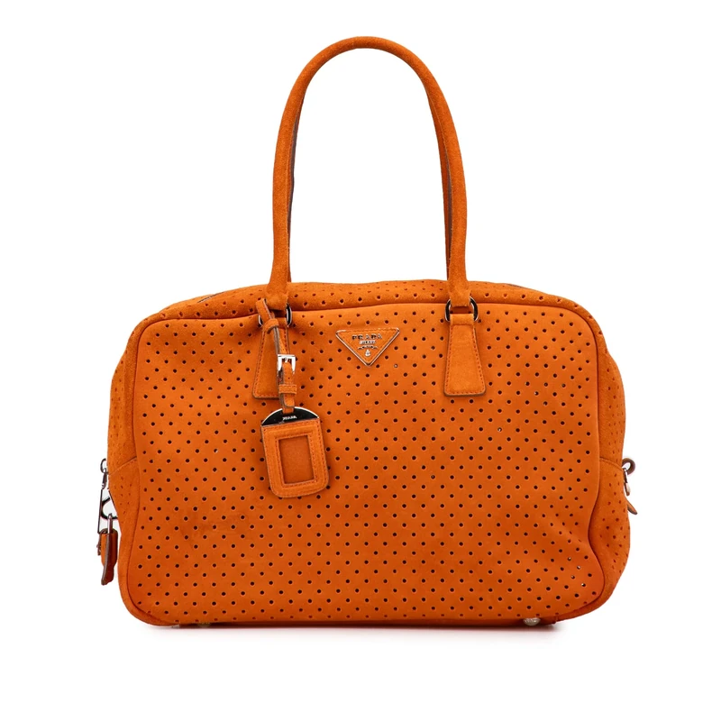 Prada Pre-Loved Scamosciato Perforated Bauletto Shoulder Bag
