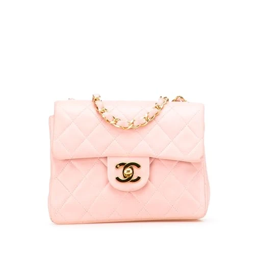 Chanel Pre-Loved Mini Square Classic Lambskin Single Flap Crossbody Bag