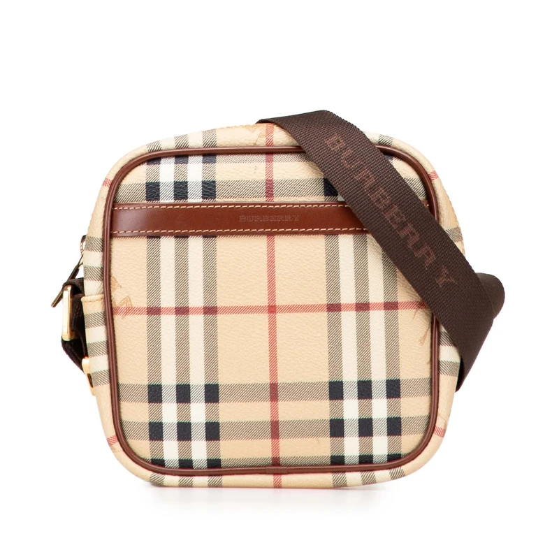 BURBERRY Pre-Loved Haymarket Check Coated Canvas Crossbody Bag