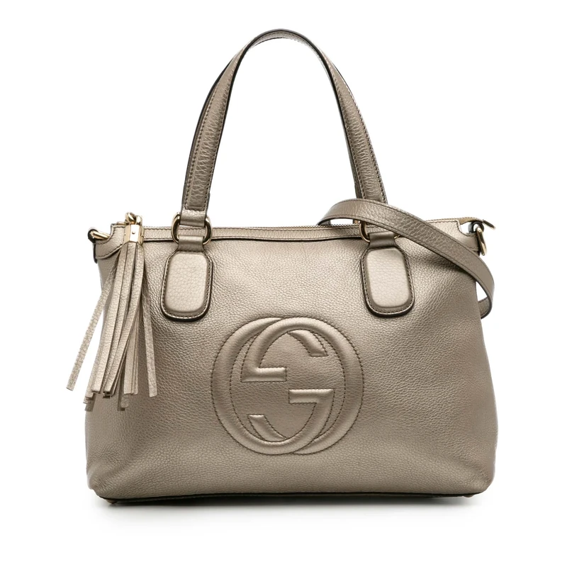 Gucci Pre-Loved Small Metallic Leather Soho Working Satchel
