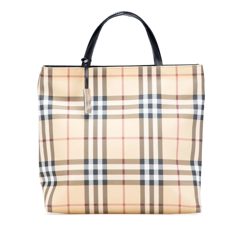 BURBERRY Pre-Loved House Check Coated Canvas Tote