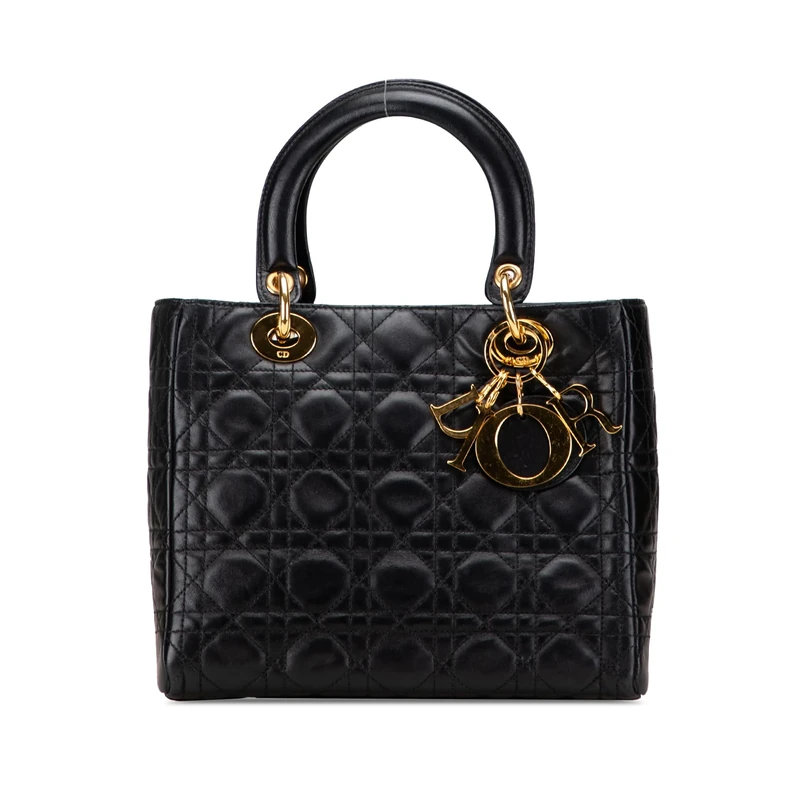 Dior Pre-Loved Medium Lambskin Cannage Lady Handbag
