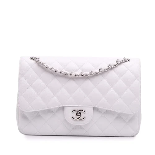 Chanel Pre-Loved Jumbo Classic Caviar Double Flap Shoulder Bag