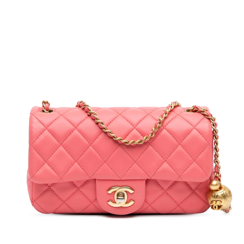 Chanel Pre-Loved Mini Rectangular Classic Lambskin Pearl Crush Single Flap