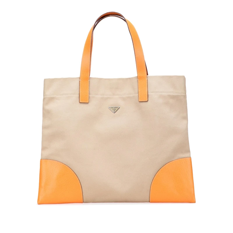 Prada Pre-Loved Cinghiale Trimmed Canapa Tote Bag