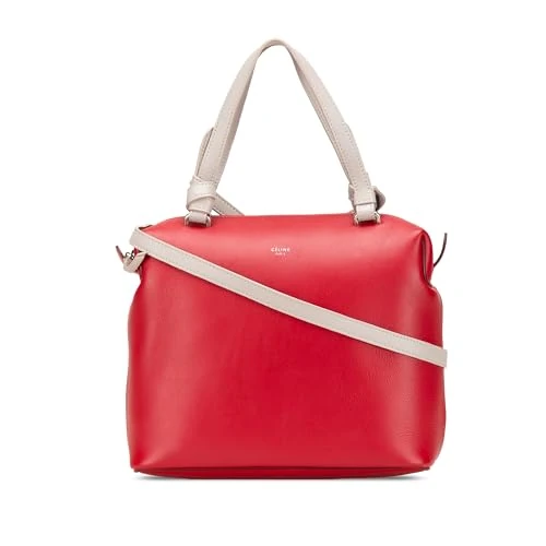 Celine Small Leather Soft Cube Bag - Gray x Red Calfskin