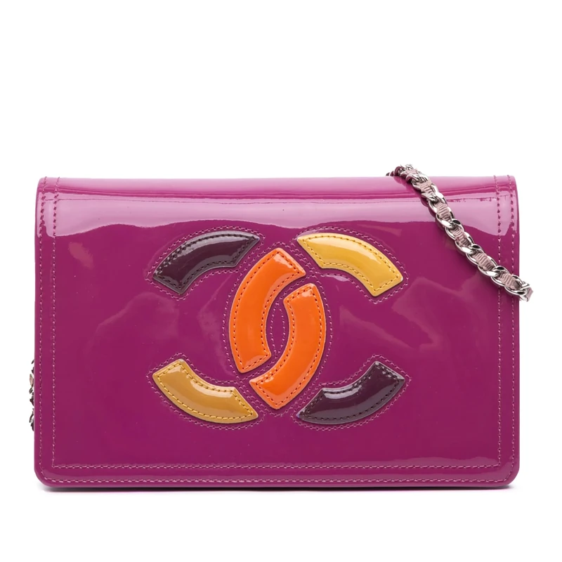 Chanel Patent CC Lipstick Wallet On Chain - Magenta Purple - Image 1