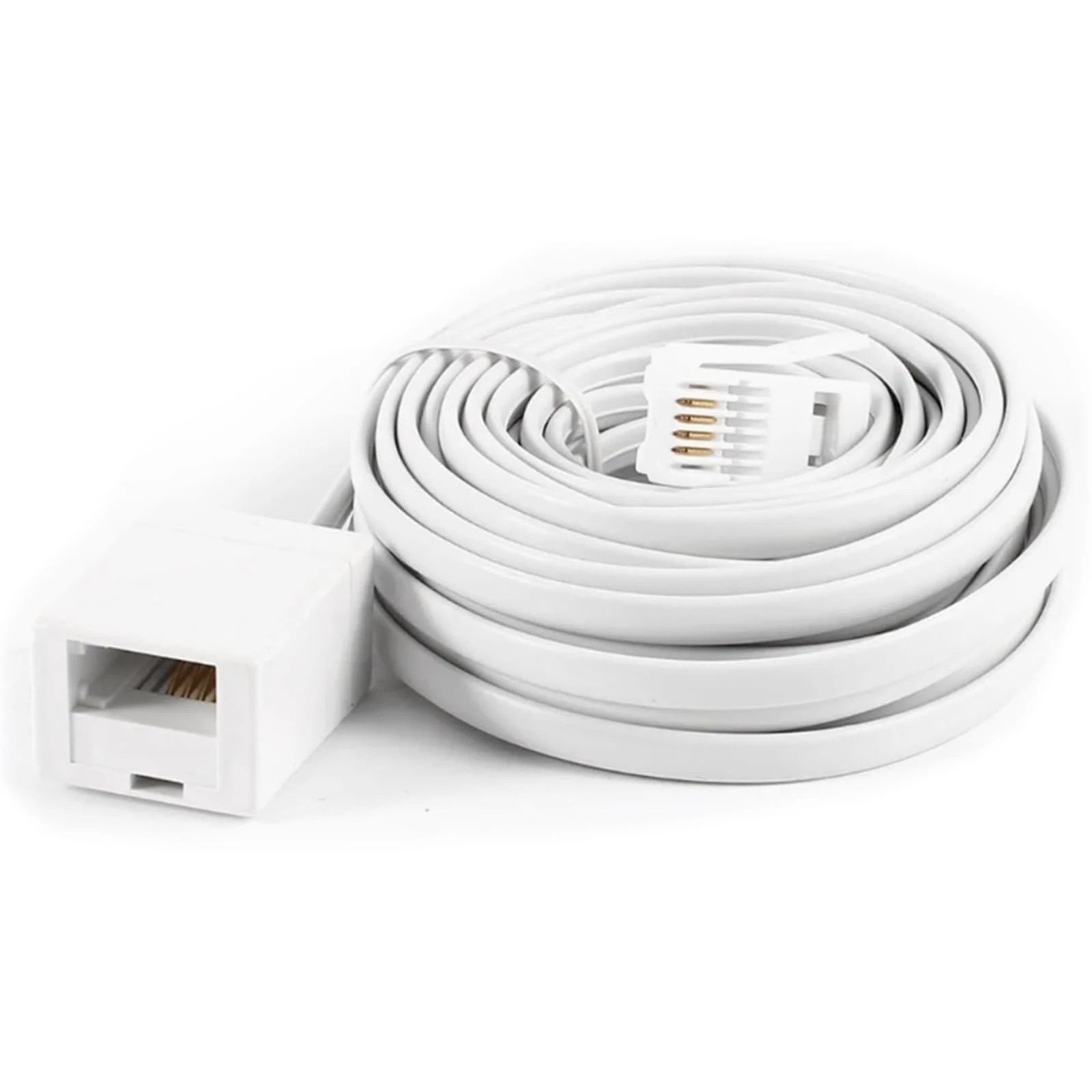 1 Pcs 5 Meter Telephone Extension Cable, BTTelephone Extension Cable, Phone Line, Straight Through Telephone ExtensionCable for UK Landline Phone Cord Home & Office Fax Modem Extender (White 6P6C)