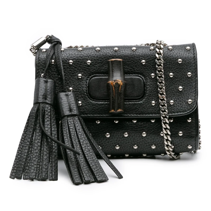 Gucci Pre-Loved Small Leather Studded Miss Bamboo Crossbody Bag