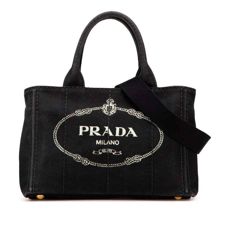 Prada Pre-Loved Small Canvas Canapa Logo Satchel