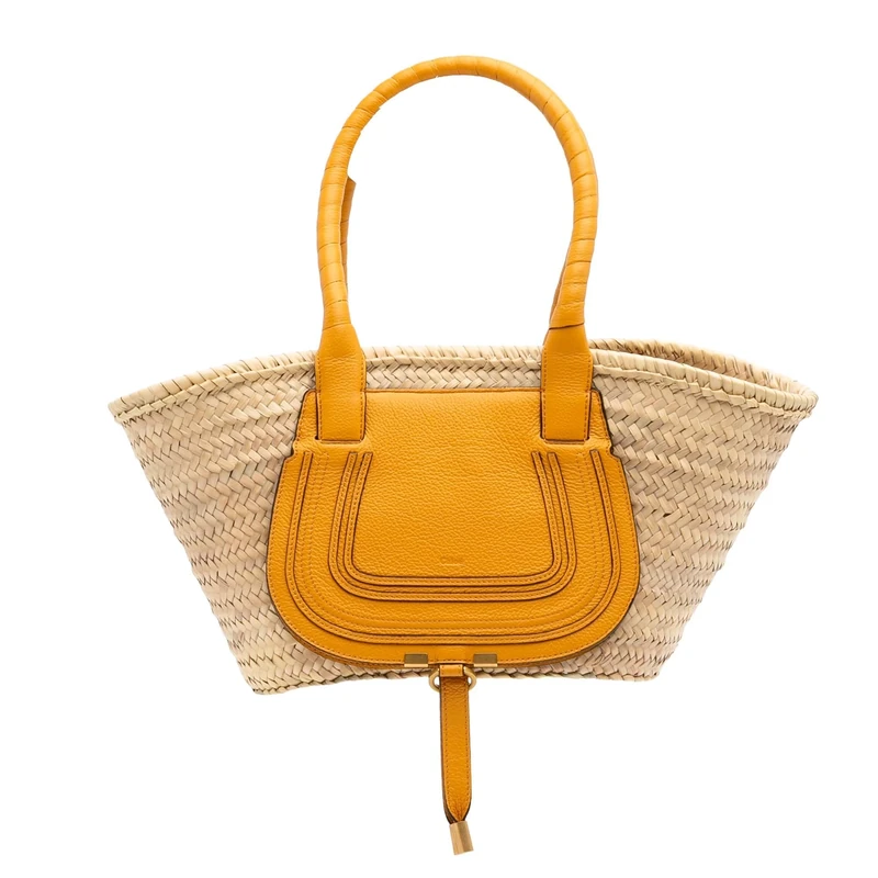 Chloé Pre-Loved Medium Raffia Marcie Basket Tote Bag