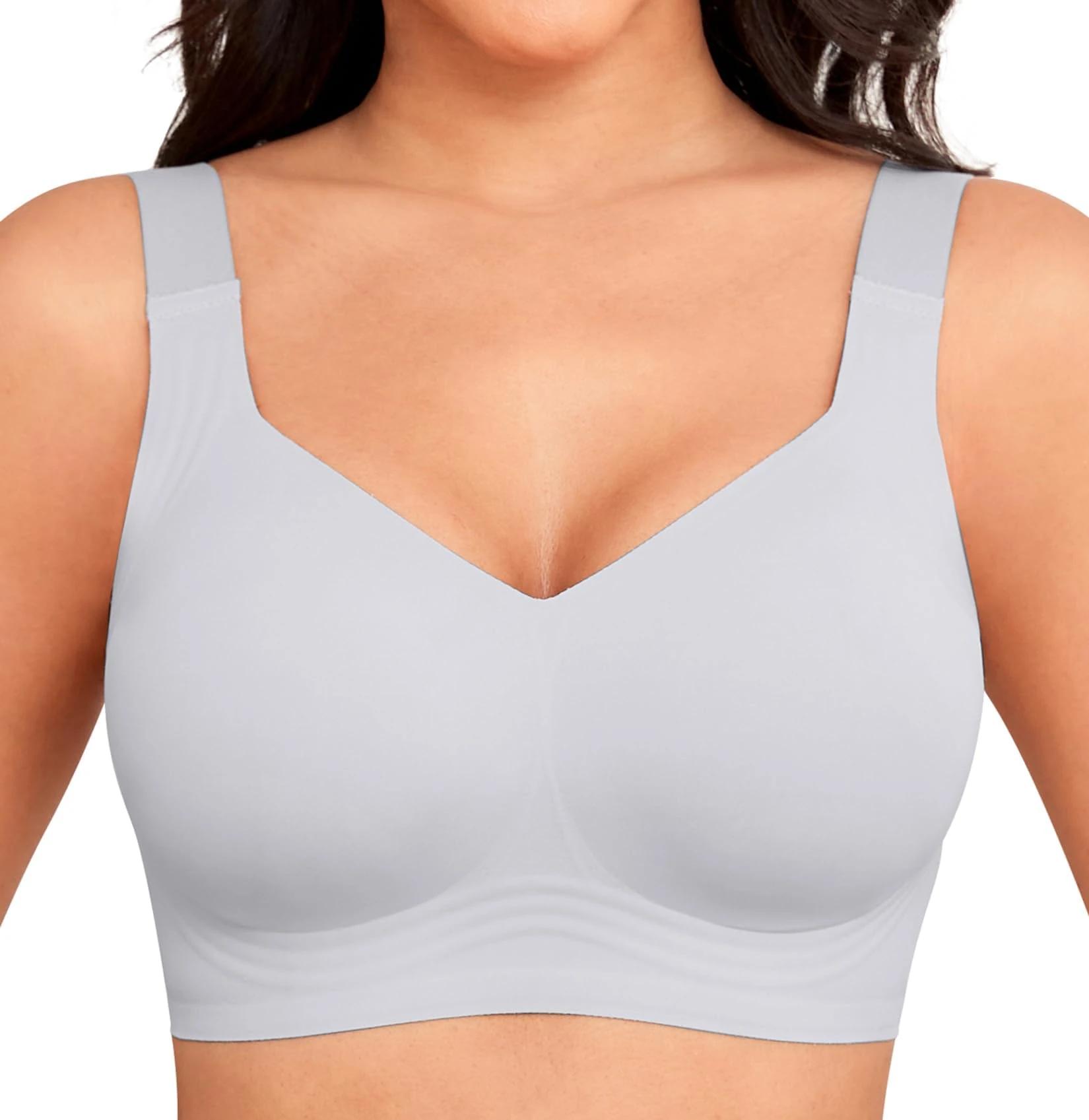 Women's Seamless Support Sports Bra, Soft and Comfortable, Adjustable and Full-Coverage T-Shirt Bra Without Steel Rings, Blue, X-Large