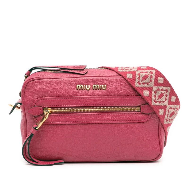 Miu Miu Pre-Loved Goatskin Madras Camera Bag Crossbody