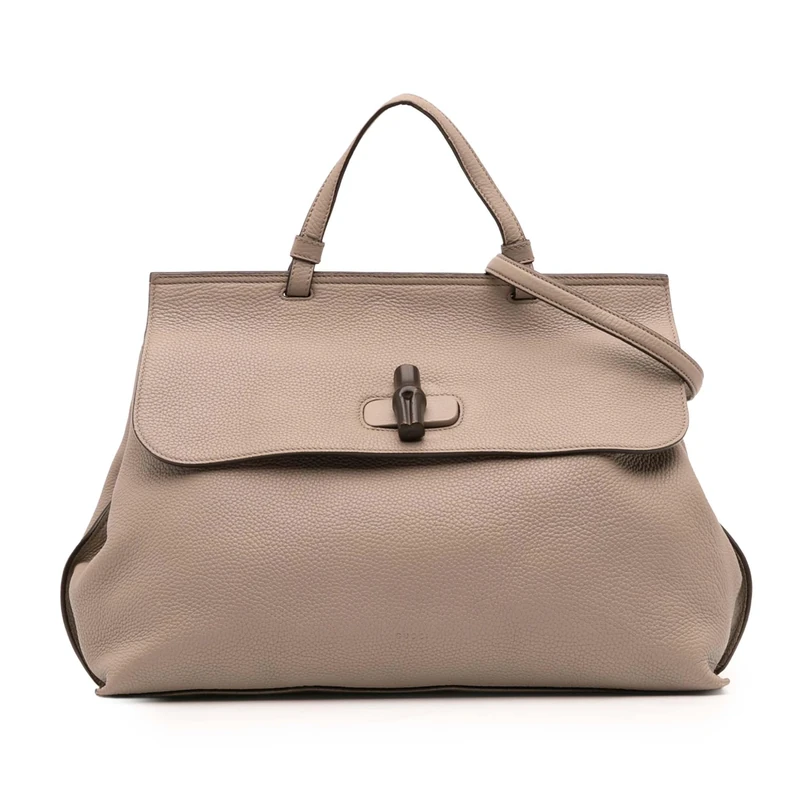 Gucci Pre-Loved Large Leather Bamboo Daily Satchel Handbag