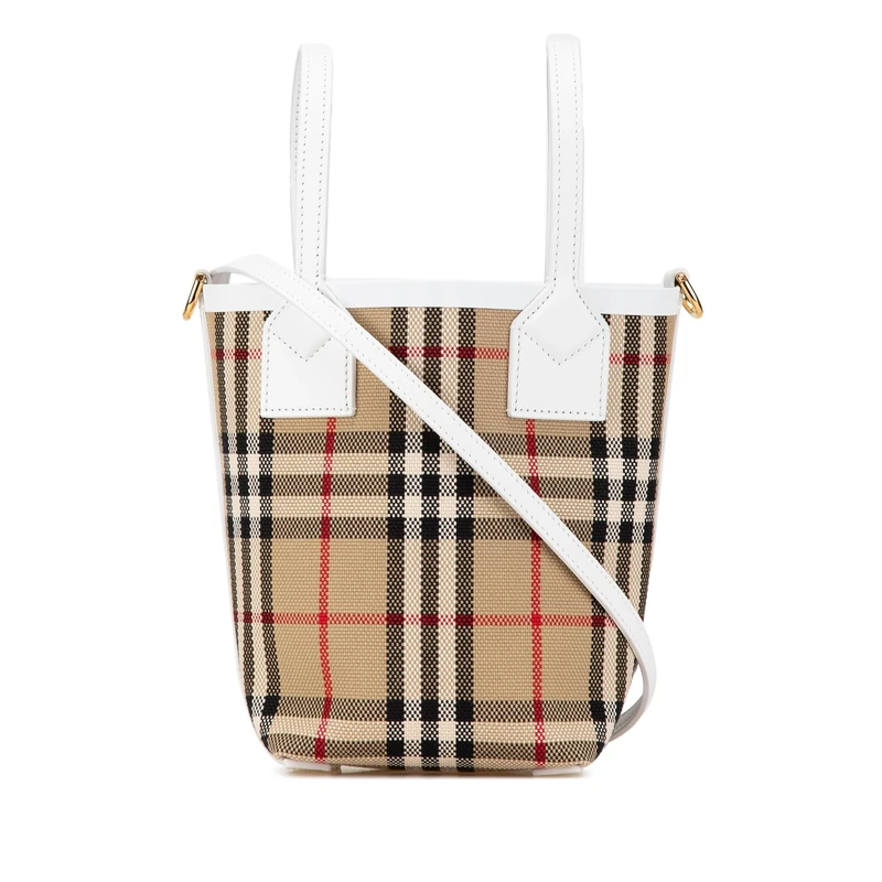 BURBERRY Pre-Loved Mini House Check Canvas London Tote Handbag